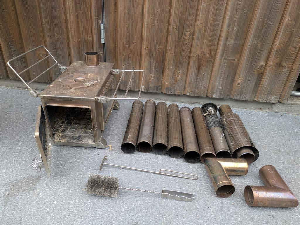 Winnerwell Nomad View tentkachel (medium) met accessoires!, Gebruikt, Houtkachel, Ophalen of Verzenden, Vrijstaand