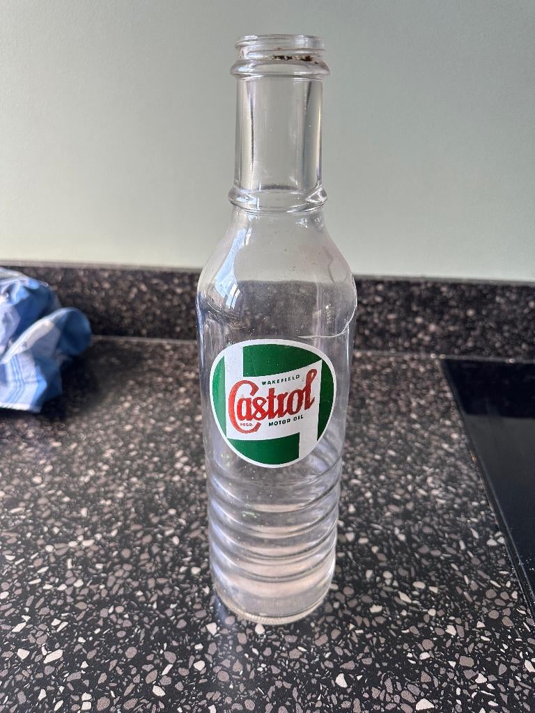 Originele Castrol oliefles. Glas bottle olie fles MOTOR OIL., Ophalen of Verzenden, Gebruikt, Overige typen