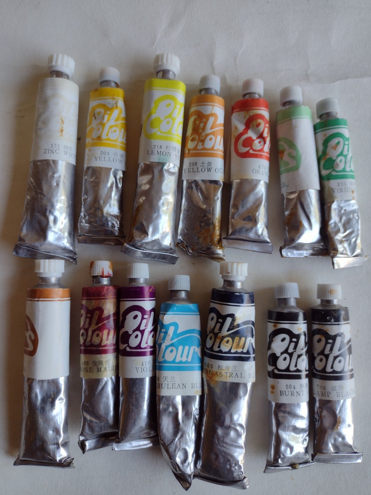 14 tubes olieverf ,  = 390 gram, Hobby en Vrije tijd, Schilderen, Ophalen, Gebruikt, Olieverf