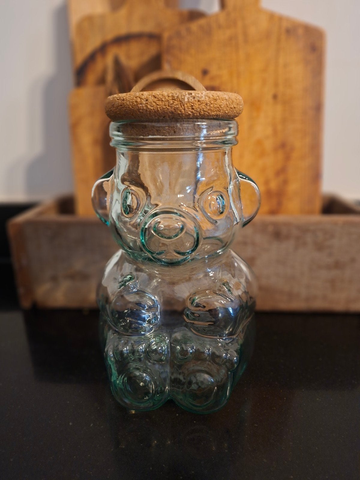 Vintage glazen beren snoeppot beren pot snoeppot, Ophalen