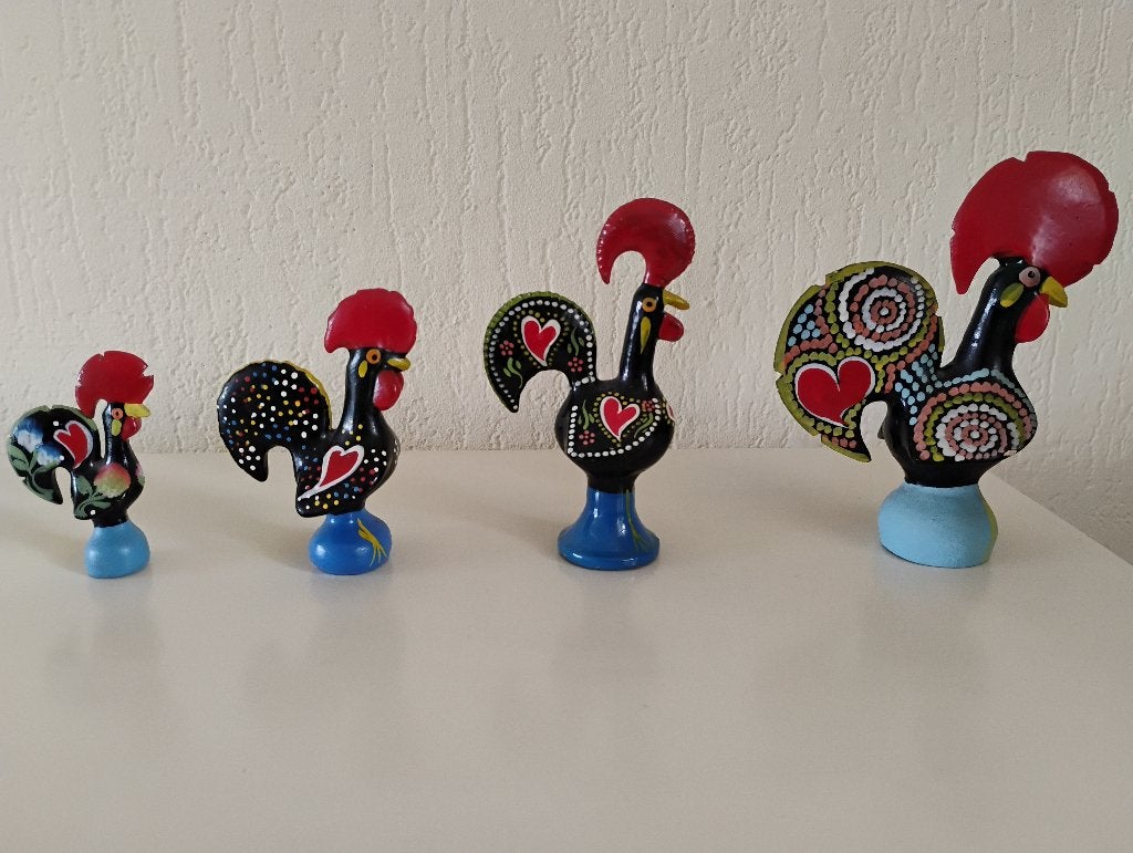 Set van 4 Portugese hanen 4 x haan Portugal oplopend in maat, Ophalen of Verzenden, Zo goed als nieuw, Dier