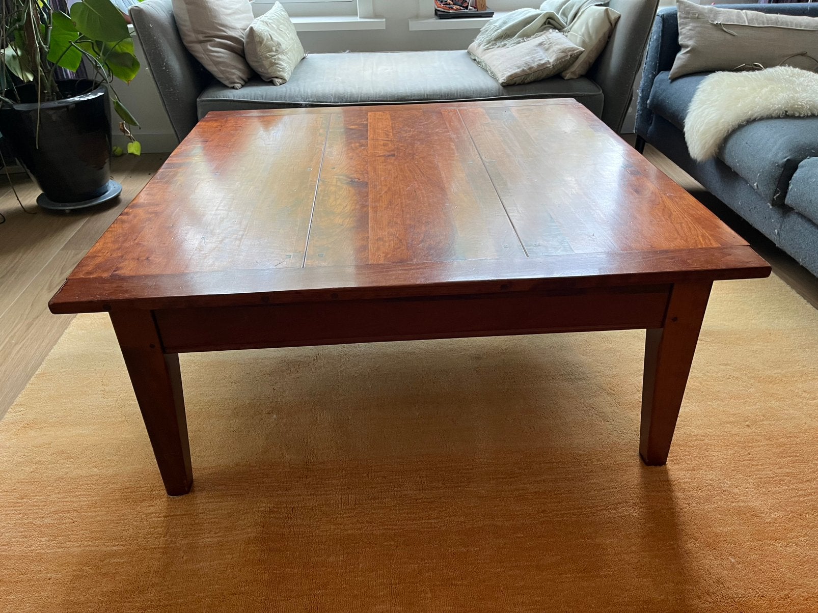 Houten salontafel B105xD105xH46cm. Ophalen in Amsterdam, Ophalen, 100 tot 150 cm, 50 tot 100 cm, Zo goed als nieuw