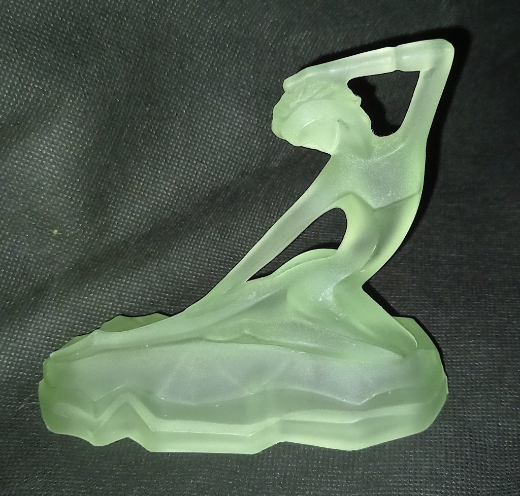 Curt Schlevogt, Art Deco,  mat glazen danseres beeldje, Verzenden, Zo goed als nieuw, Kristal, Glas of Glazen