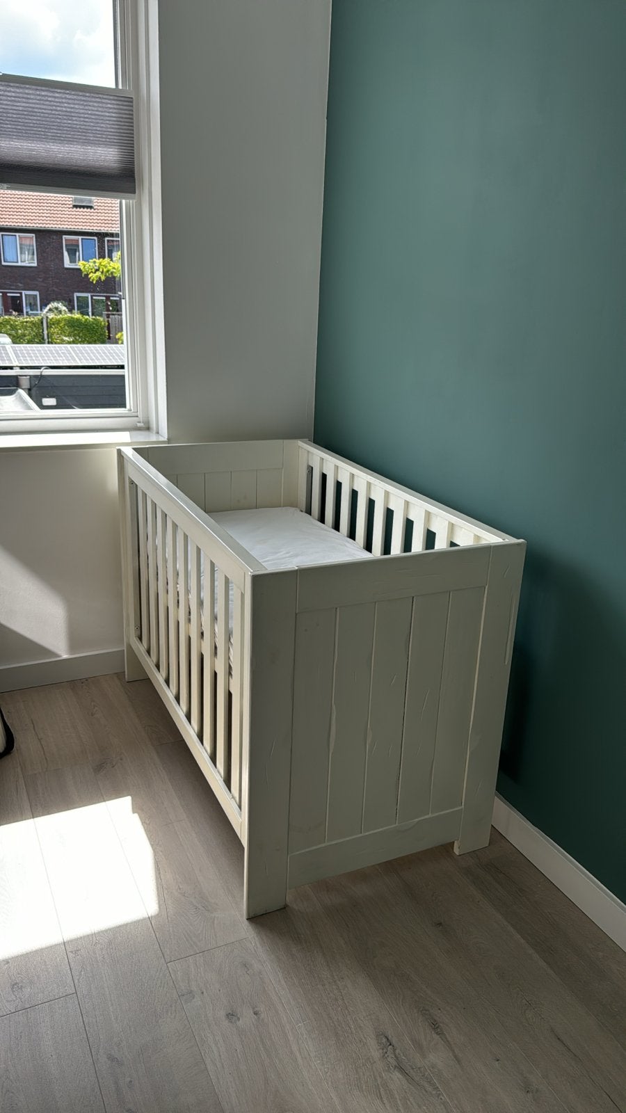 Wit ledikant + matras, Huis en Inrichting, Ophalen, Gebruikt, Eenpersoons, Wit