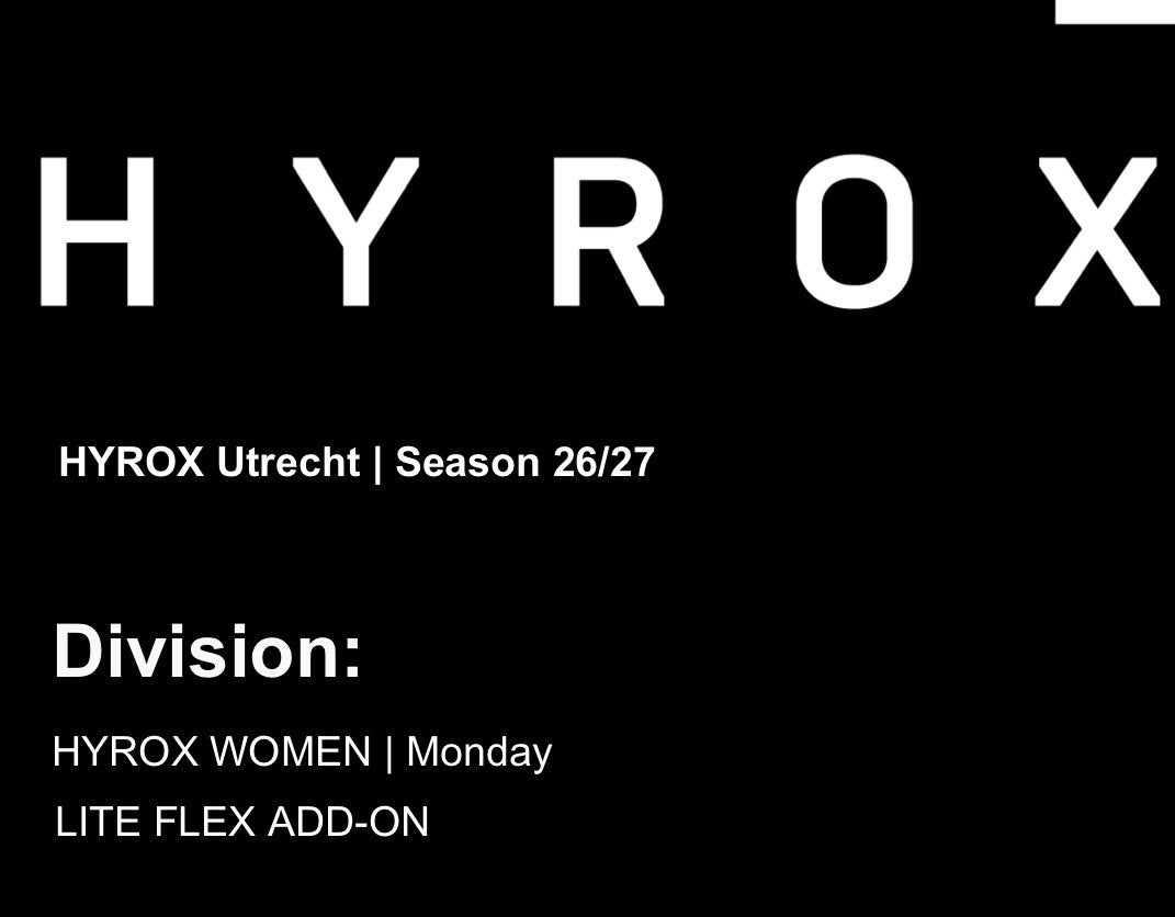 Te koop Hyrox single women ticket maandag 30 november 2026, Tickets en Kaartjes, Evenementen en Festivals, Eén persoon