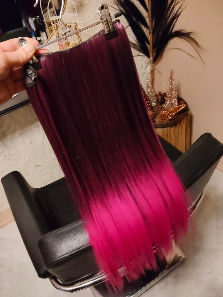 Nieuwe Carnaval Clip In Haarextensions Dipdye 60cm, Ophalen of Verzenden, Nieuw