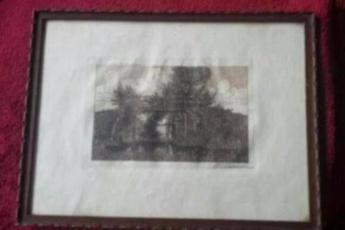 oude ets van Piet Teunissen., Antiek en Kunst, Kunst | Etsen en Gravures, Ophalen