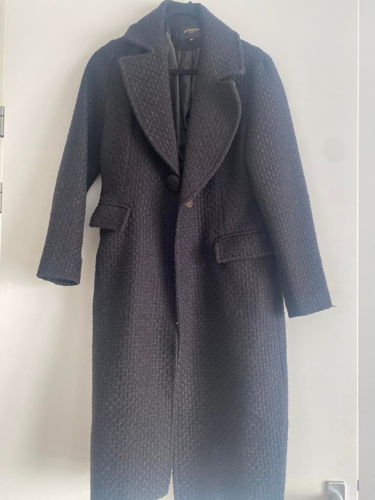 Dames mantel getailleerd zwart maat 36, Kleding | Dames, Ophalen of Verzenden, Zo goed als nieuw, Maat 36 (S), Zwart