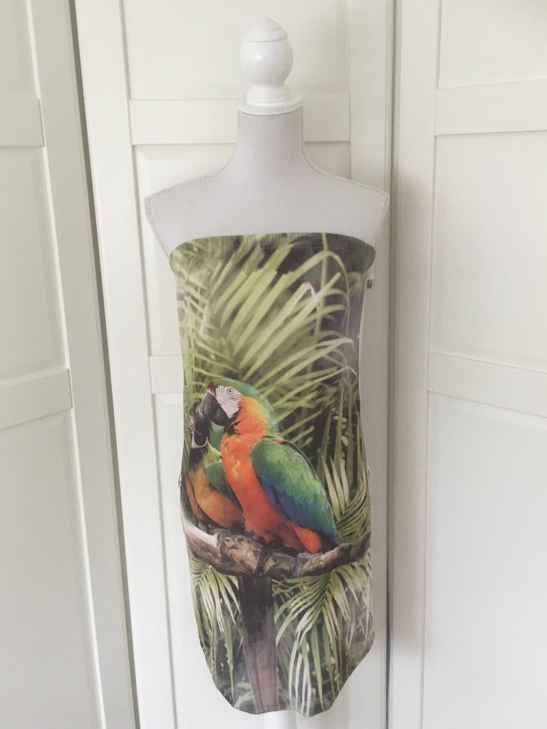 Kontatto witte papegaai strapless mini jurk, maat S, Wit, Ophalen of Verzenden, Maat 36 (S), Boven de knie