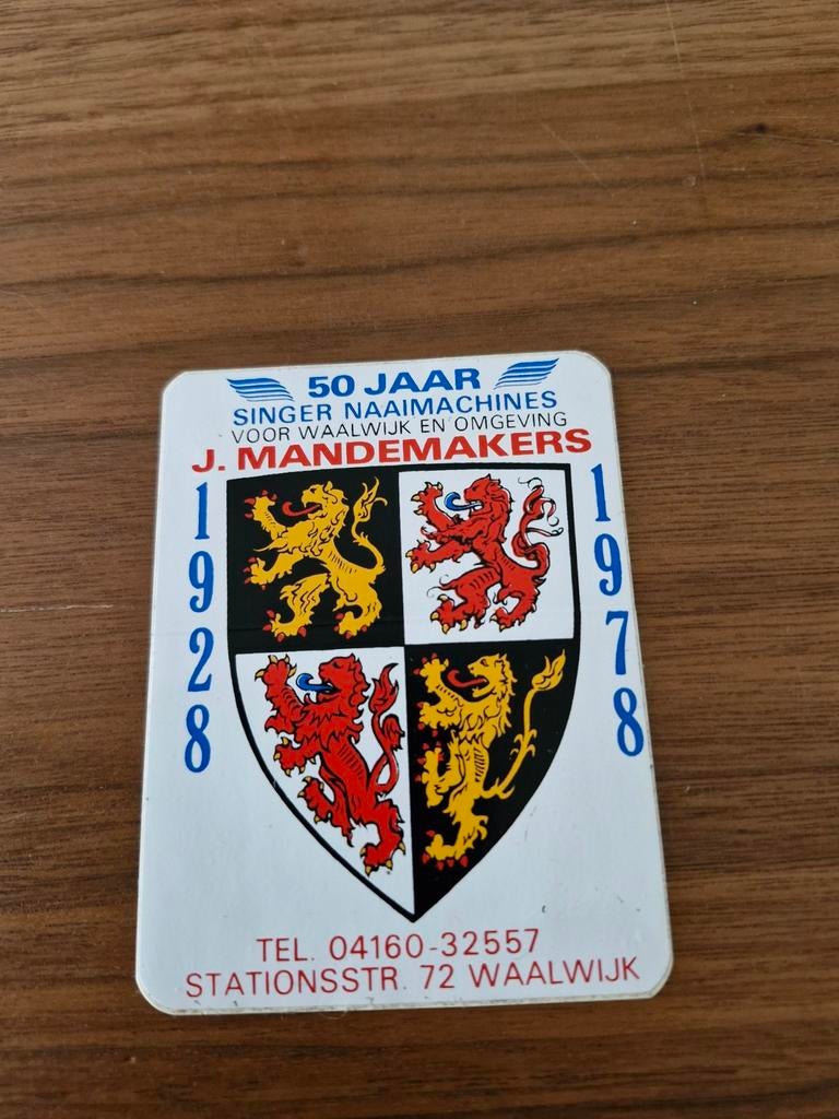 5321 Sticker J. Mandemakers Singer Naaimachines, Verzamelen, Ophalen of Verzenden