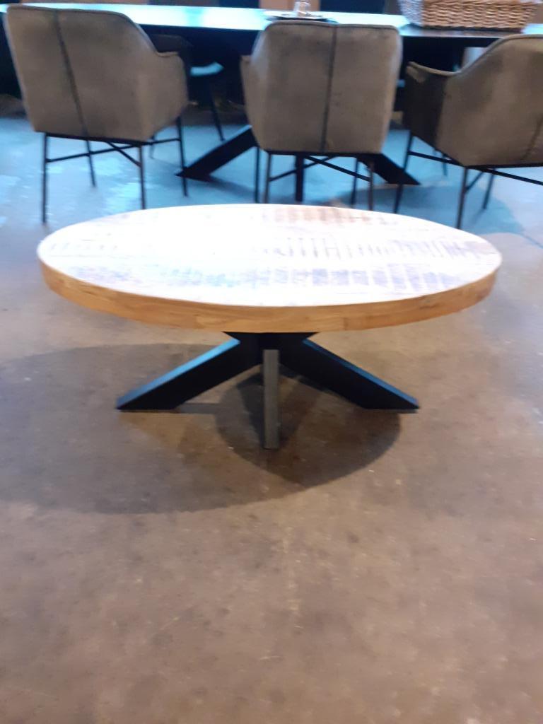 Ovale salon tafel mango hout ,met matrix onderstel., Nieuw, 50 tot 100 cm, Minder dan 50 cm, Ovaal