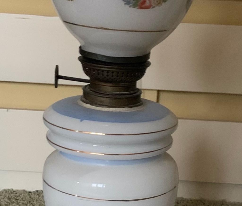 Antieke glazen olielamp, Ophalen