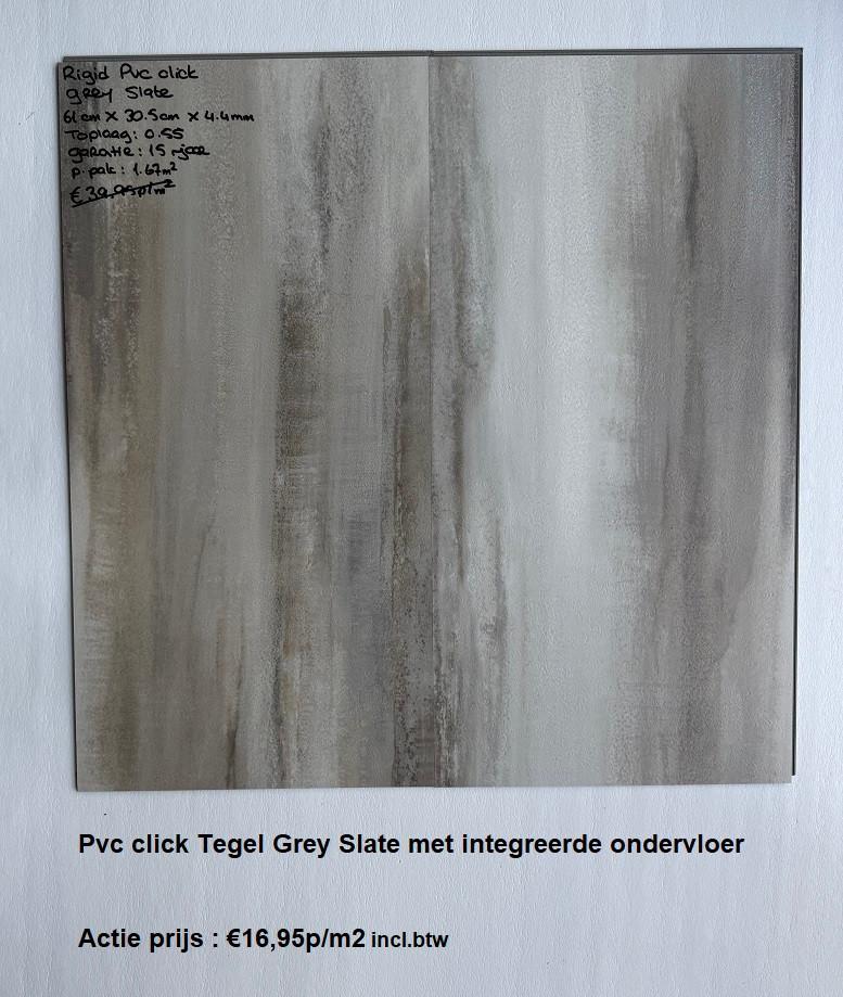 Pvc click Grey Slate met integrrede ondervloer €16,95m2