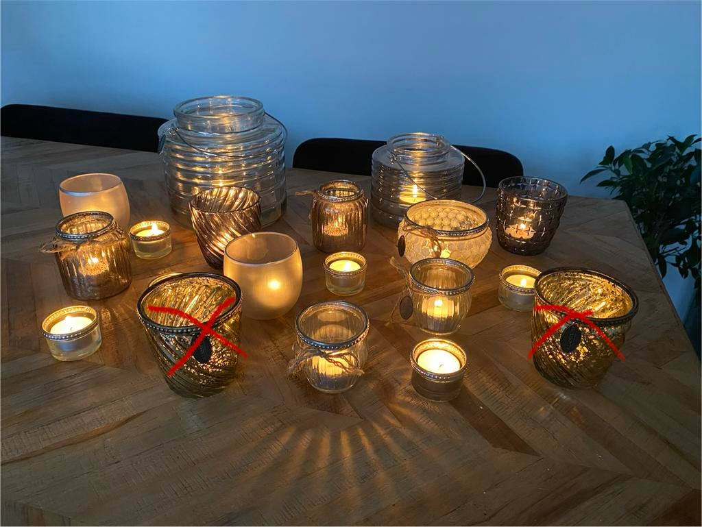 Riverdale Kaarsenhouders Set van 17 stuks, Overige materialen, Gebruikt, Wit, Ophalen of Verzenden
