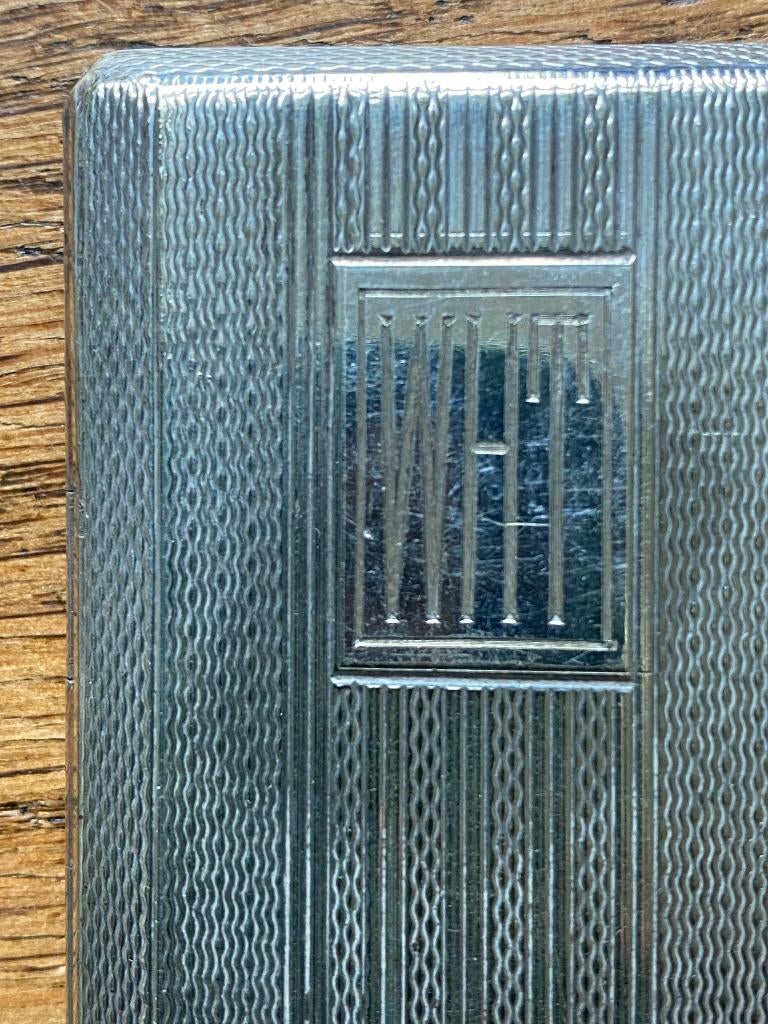 Verzilverde Art Deco sigarettendoos of visitekaartjes doosje, Antiek en Kunst, Ophalen of Verzenden, Zilver