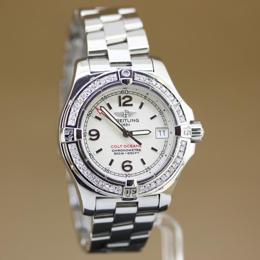Breitling Colt Oceane diamonds A77380, Sieraden, Tassen en Uiterlijk, Horloges | Dames, Overige merken, Staal, Gebruikt, Staal
