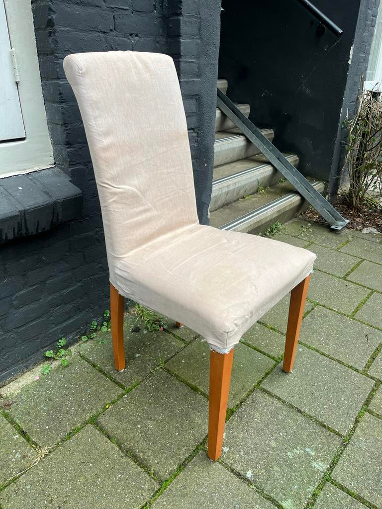 6 Eetkamerstoelen met kersenhouten poten, Huis en Inrichting, Gebruikt, Bruin, Ophalen of Verzenden, Vijf, Zes of meer stoelen
