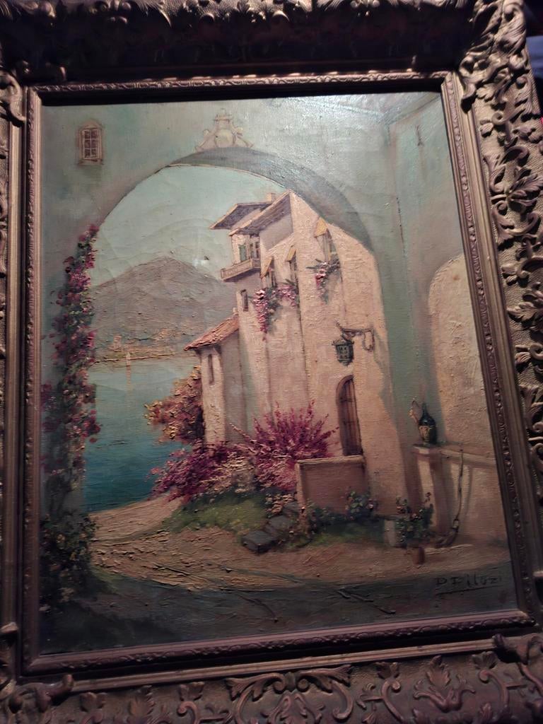 Schilderij van een Italiaans landschap 40 / 50 schilderij, Antiek en Kunst, Kunst | Schilderijen | Klassiek, Ophalen of Verzenden