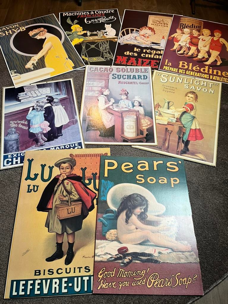 Verzameling nostalgische reclame posters, Verzamelen, Ophalen of Verzenden, Gebruikt, Overige typen