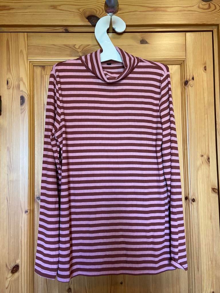 Trui gestreept bruin roze nikkie oto 48 lengte 71, Ophalen of Verzenden, Zo goed als nieuw, Maat 46/48 (XL) of groter, Bruin