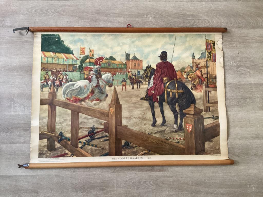 Vintage schoolplaat Isings Wolters Toernooi te Haarlem 1305, Ophalen of Verzenden, Geschiedenis