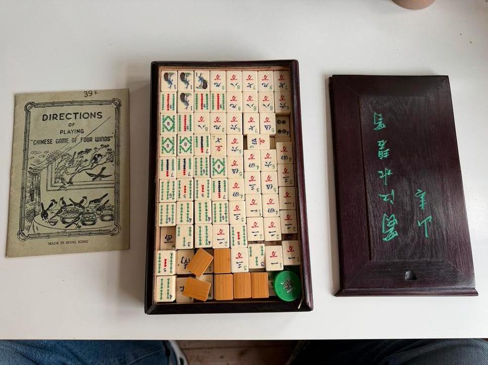 Vintage Mahjong Spel Been Bamboe majong, Drie of vier spelers, Ophalen of Verzenden, Zo goed als nieuw