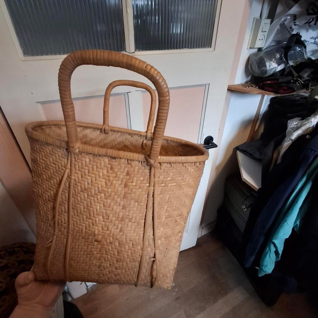 Rieten mand – boodschappenmand / decoratie, Huis en Inrichting, Woonaccessoires | Schalen en Manden, Ophalen of Verzenden, Rechthoekig