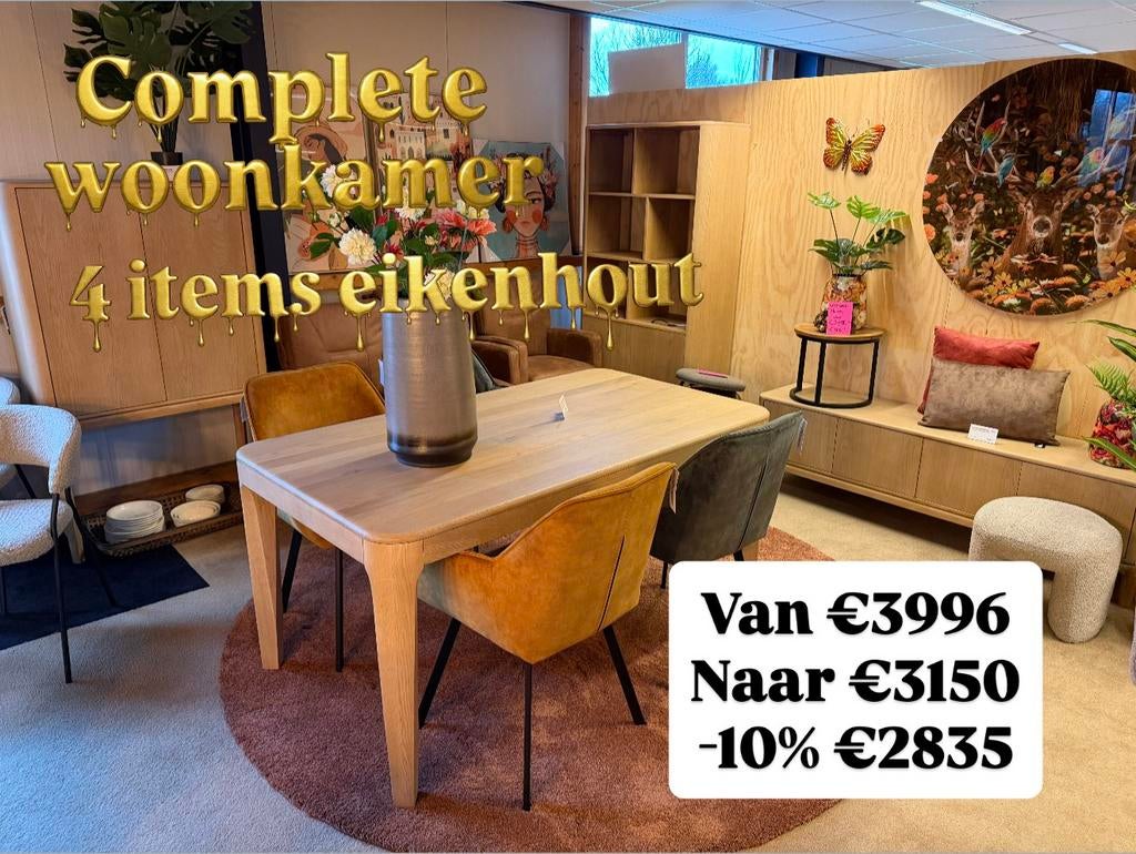 Complete woonkamer eikenhout. 4 items., Huis en Inrichting, Complete inboedels, Ophalen