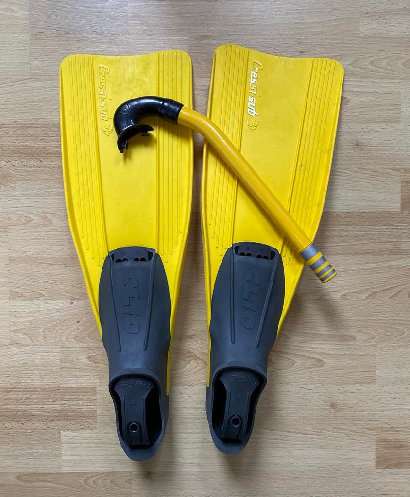 Duikbril met zwemvliezen mt 43-44 plus loodgordel, Ophalen of Verzenden, Gebruikt, Duikbril of Snorkel