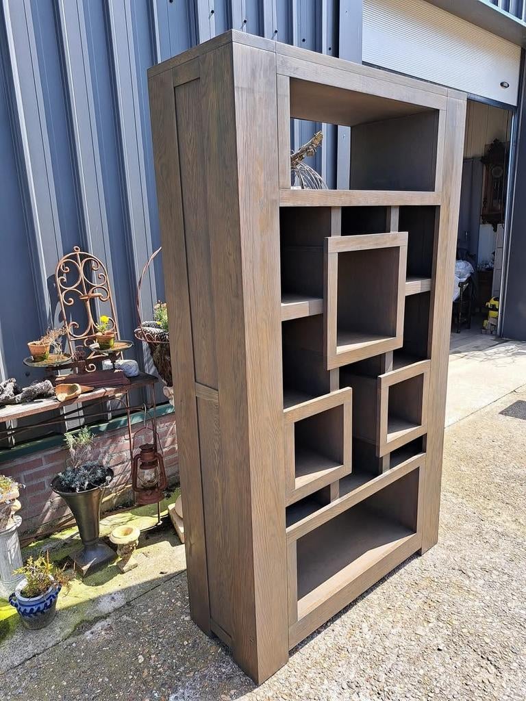 Vintage boekenkast, wandmeubel afm. 100x45cm en 220cm hoog., Ophalen, Zo goed als nieuw, 25 tot 50 cm, 200 cm of meer