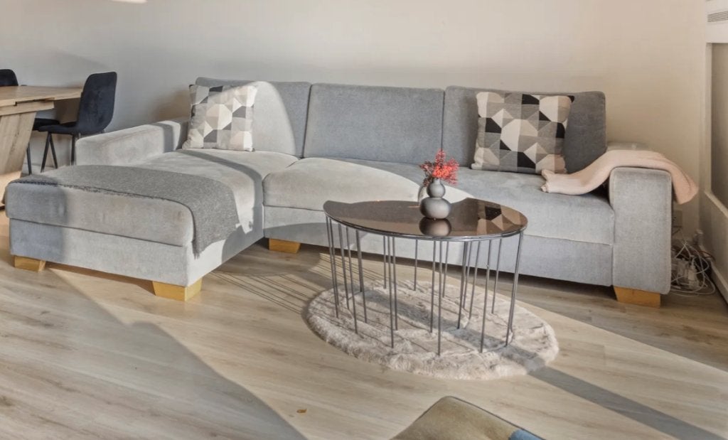 Prachtige grijze IKEA hoekbank met opbergruimte, Ophalen, Zo goed als nieuw, 150 cm of meer, Vierpersoons of meer