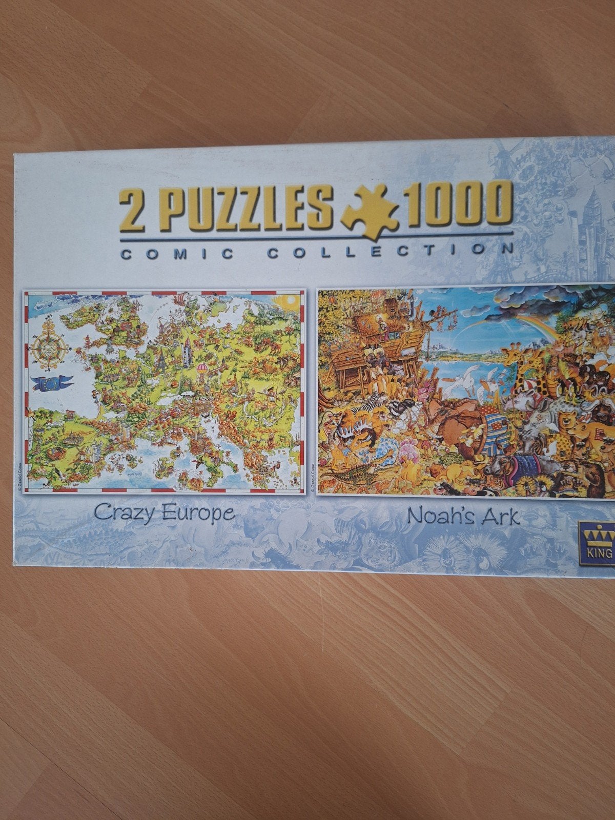 2 King Puzzels 1000 stukjes: Crazy Europe & Noah's Ark, Ophalen, 500 t/m 1500 stukjes, Gebruikt, Legpuzzel