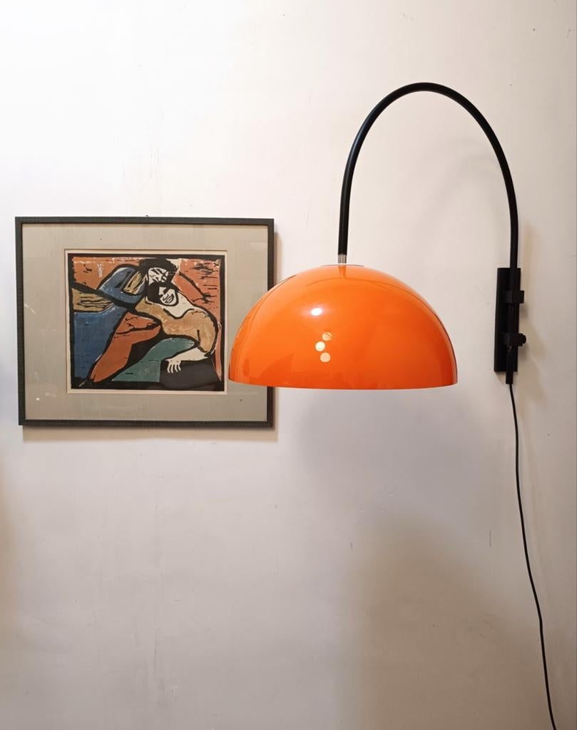Vintage Booglamp / Wandlamp 1970's / Oranje, Ophalen, Gebruikt, Kunststof, Mid Century Modern Design Vintage 1970