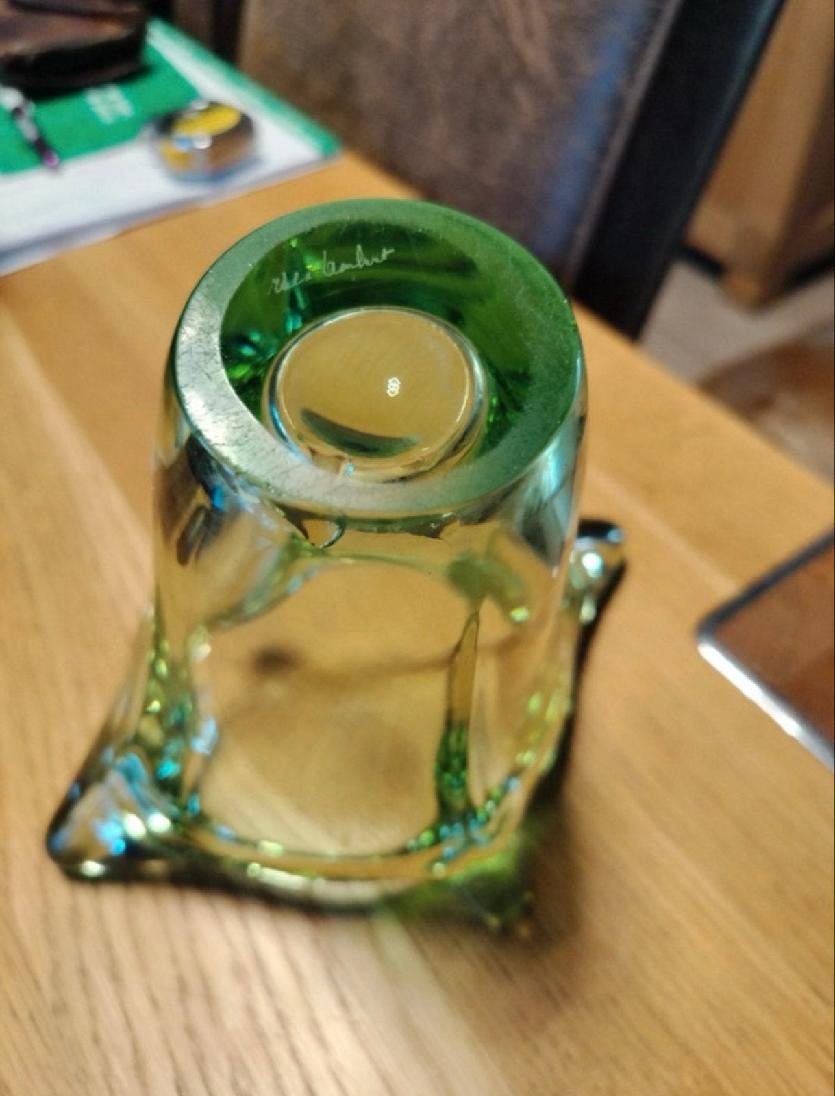 Prachtige Val Saint Lambert Vaas - Groen Kristal, Ophalen of Verzenden
