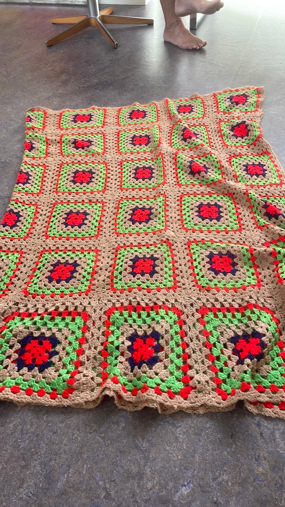 Gehaakte sprei/doek/kleed, Gebruikt, 123 cm, Wol, 180 cm