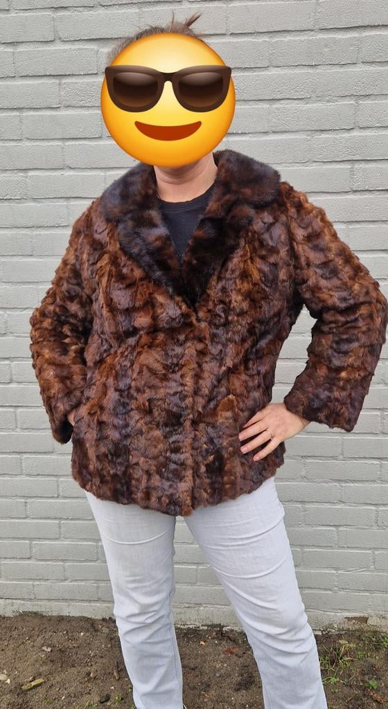 Bontjas nerts, vintage '60/'70 nieuwstaat. Maat M/L, Antiek en Kunst, Ophalen of Verzenden