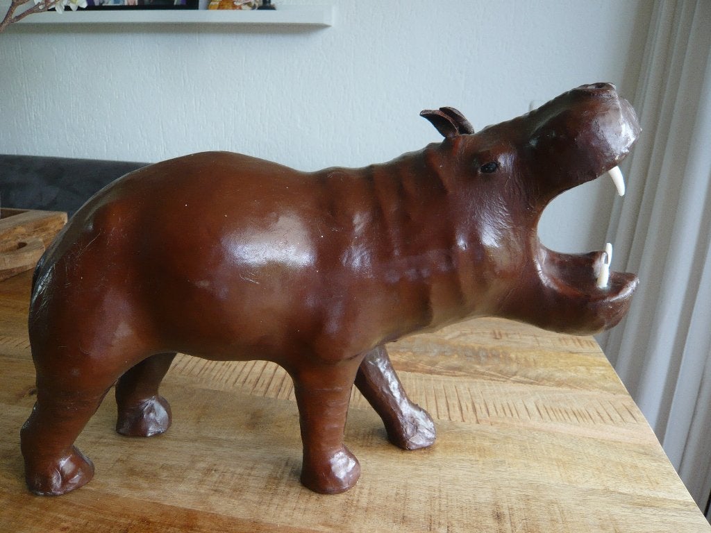 vintage leren nijlpaard, Ophalen of Verzenden