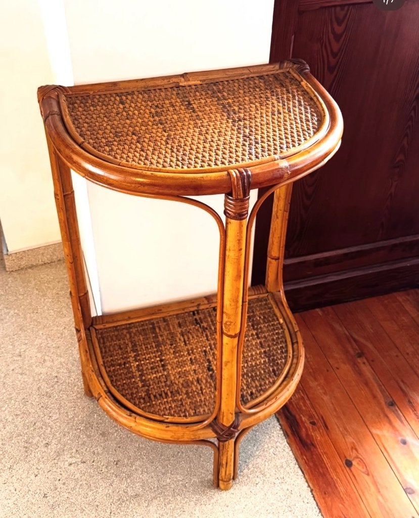 Rotan bijzettafeltje, Ophalen of Verzenden, Rond, Minder dan 55 cm, 45 tot 60 cm