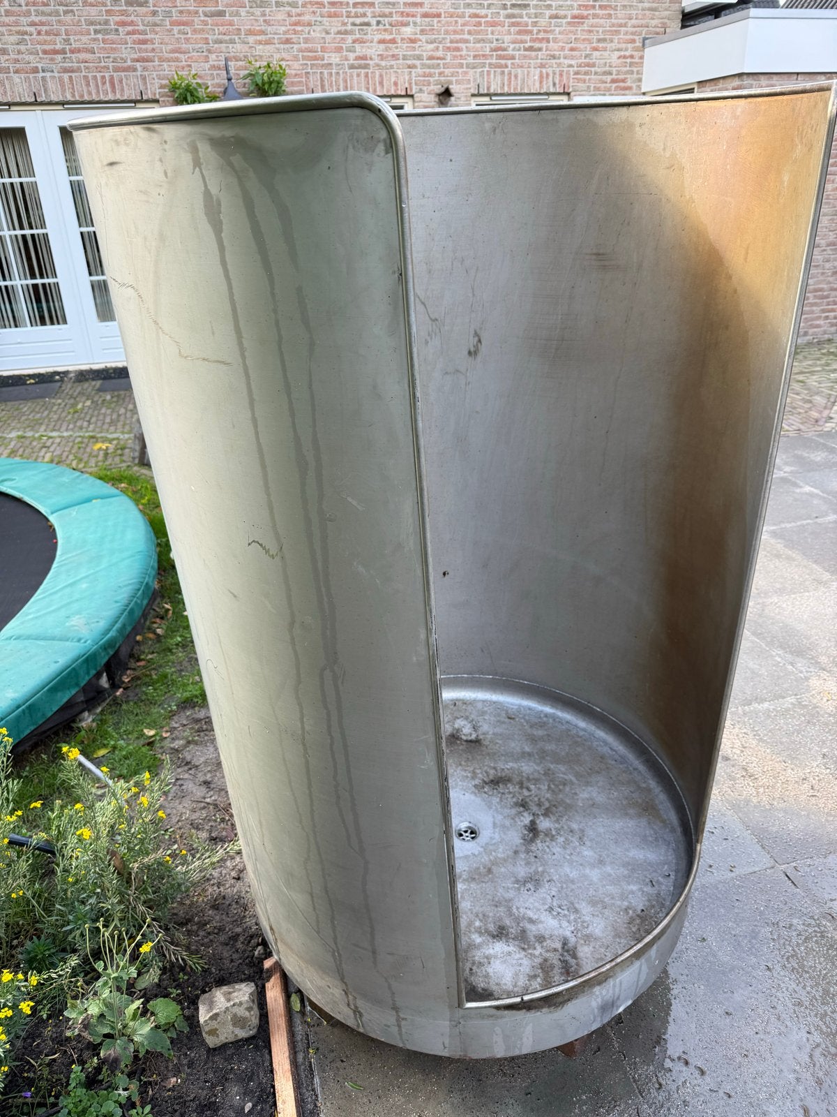 RVS Buitendouchebak - 100 cm Ø, 150 cm hoog, Ophalen of Verzenden, Gebruikt