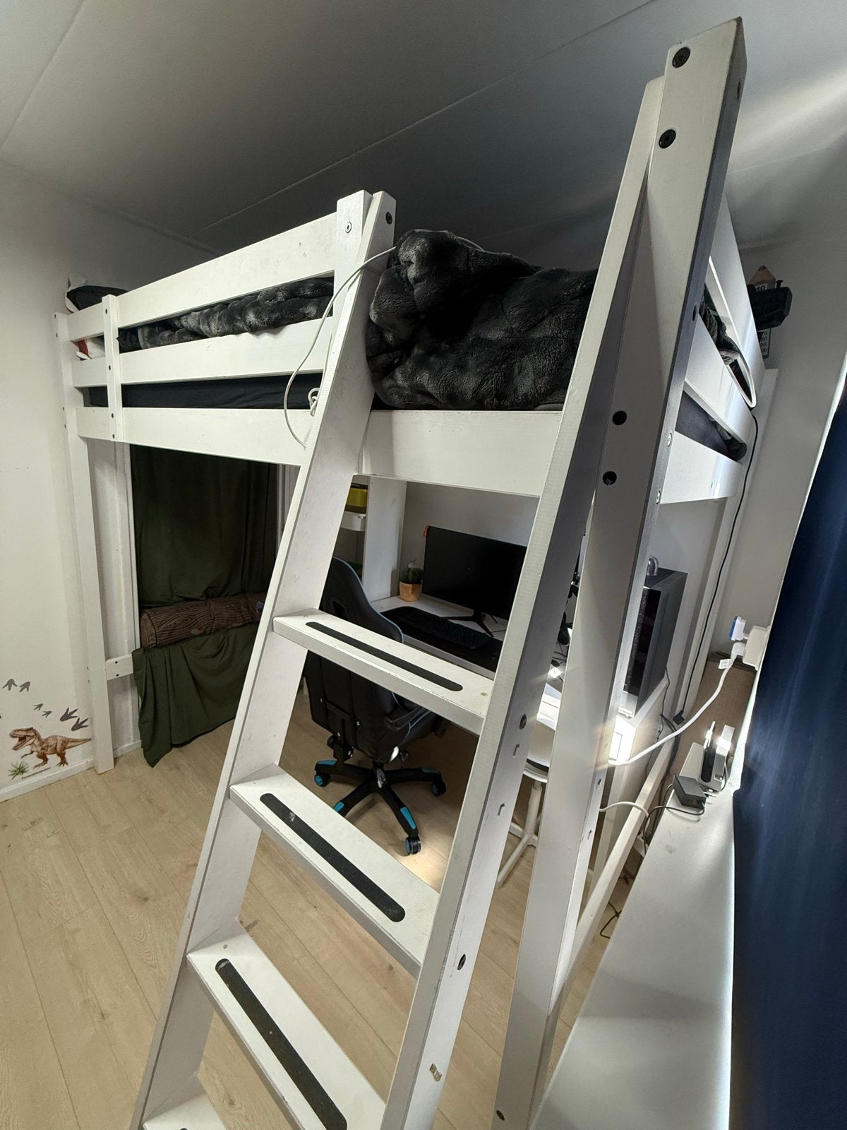IKEA Stora Hoogslaper 140x200 - Wit gebeitst, Ophalen, Gebruikt, Hoogslaper, Tweepersoons