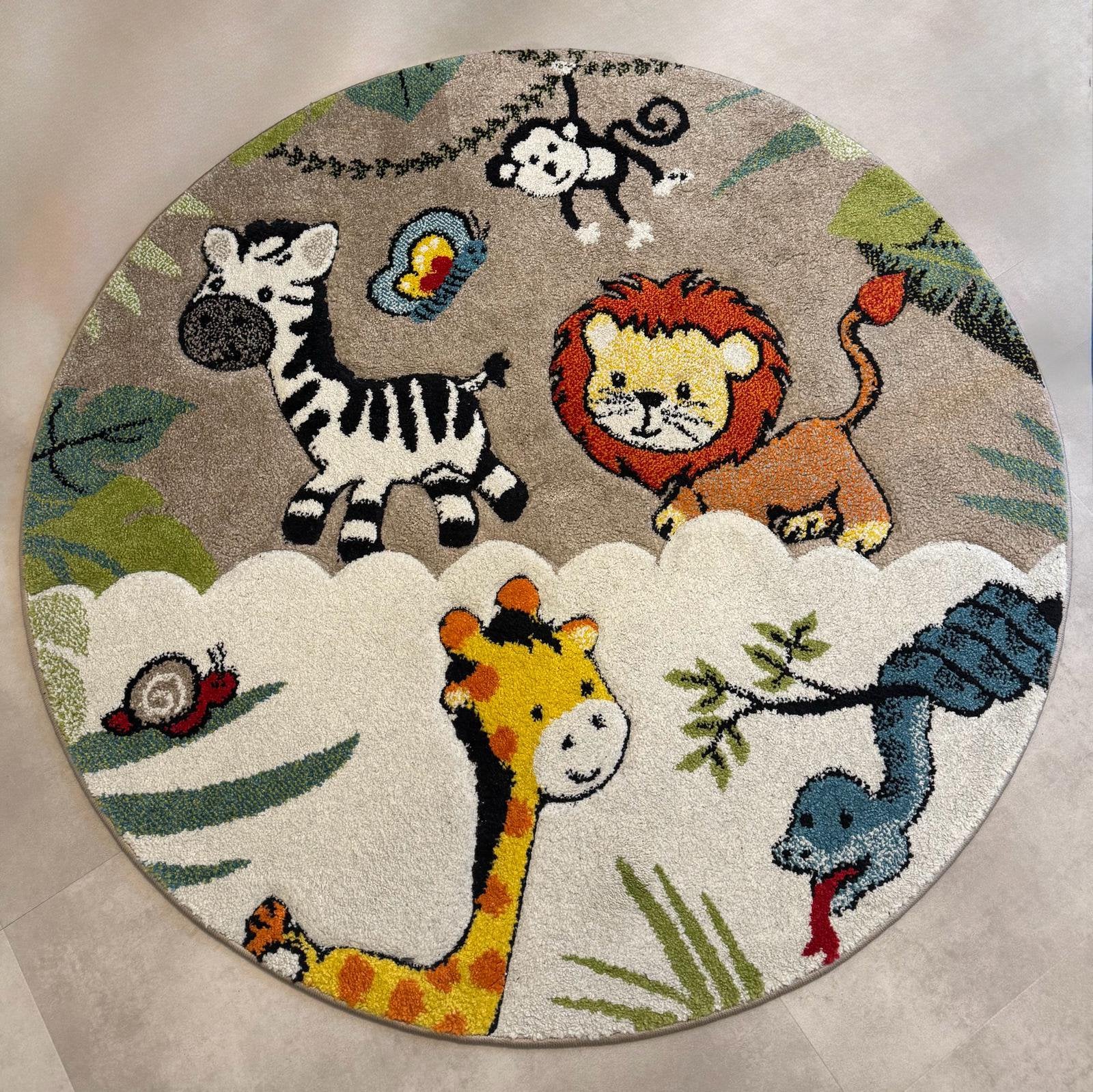 Paco Home Kinderkleed Rond Dierenprint, Ophalen, 100 tot 150 cm, Beige, Rond