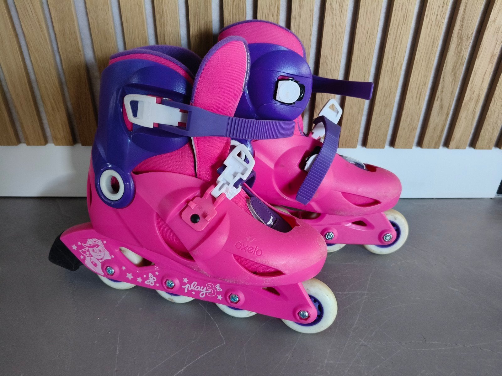 Oxelo Inline Skates Play 3 (Maat 34-36) met bescherming, Ophalen of Verzenden, Gebruikt