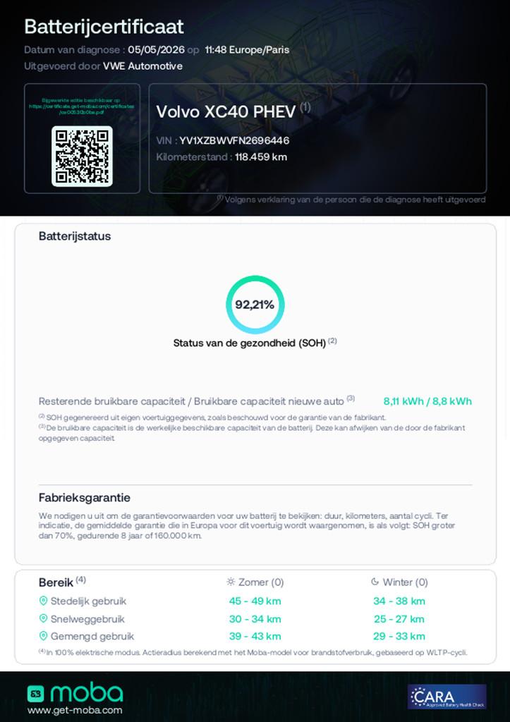 Volvo XC40 1.5 T4 Recharge Inscription Expression, SOH 92% L, Euro 6, Blauw, Hybride Elektrisch/Benzine, 3 cilinders
