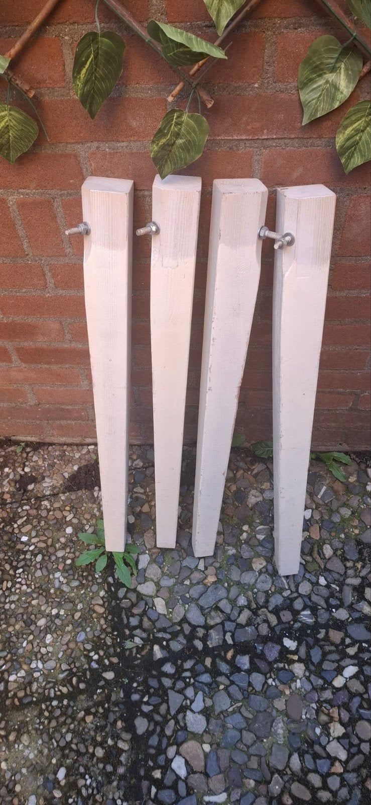 Set van 4 houten tafelpoten, wit geverfd, Ophalen, Tafelpoot, Minder dan 50 cm, Gebruikt