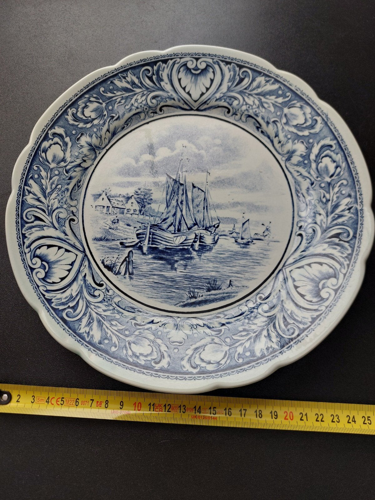 Delfts blauw wandbord met Hollands landschap, Ophalen of Verzenden