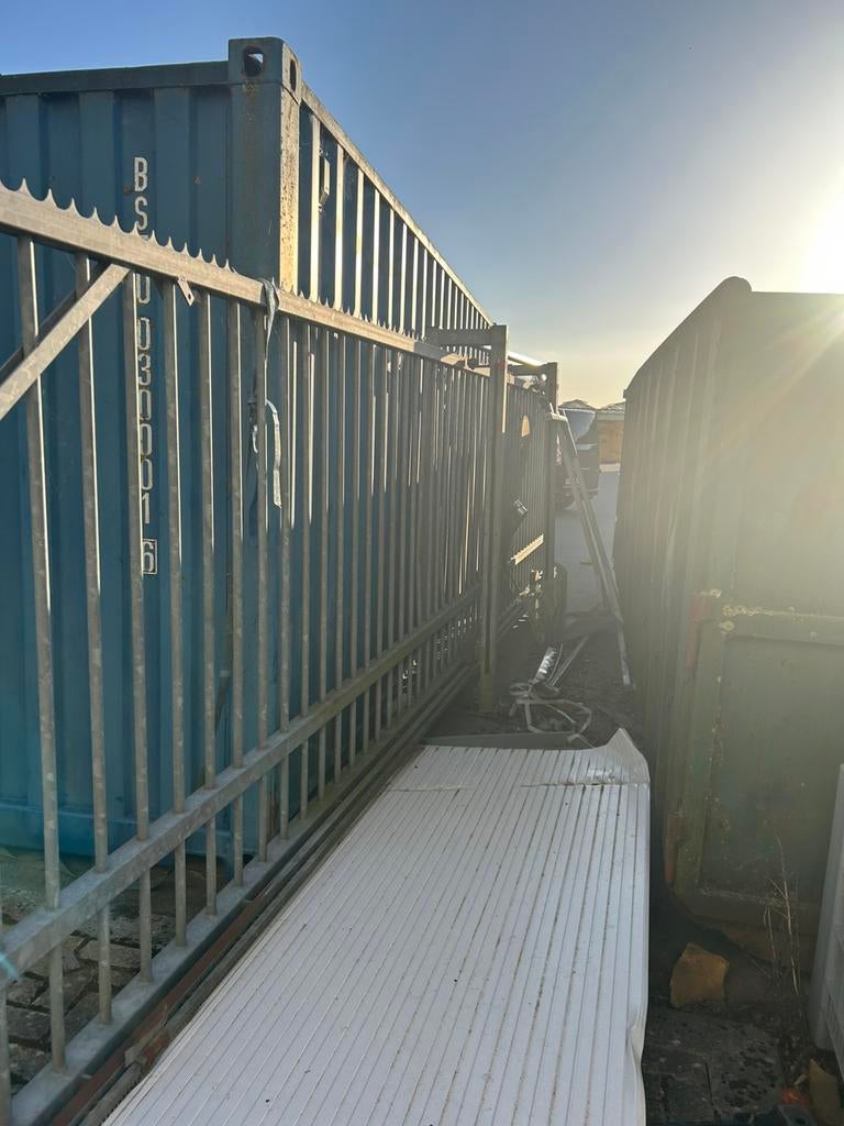 Heras vrijdragende poort circa 8meter 6 meter overspanning, Ophalen, Gebruikt, IJzer, Overige typen