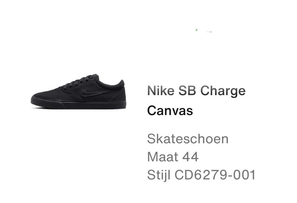 Nike SB Charge Canvas Zwart - Maat 44, Nike SB, Zwart, Ophalen of Verzenden, Sneakers of Gympen