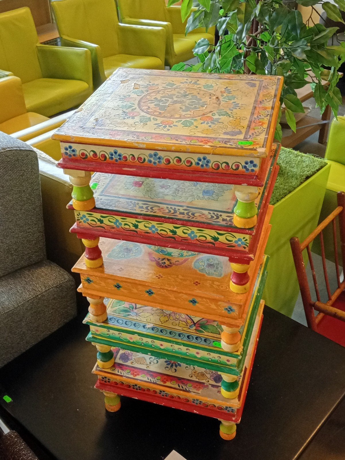 Indische bijzettafeltjes, tafel, vintage, Ophalen, Rechthoekig, Minder dan 55 cm