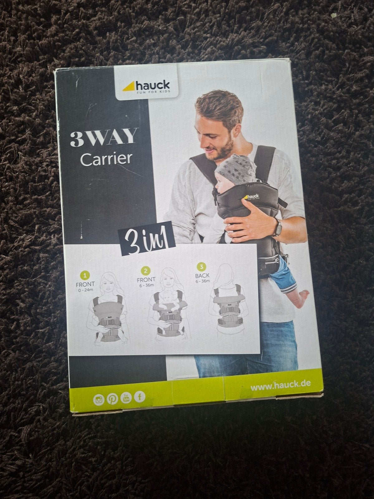Hauck babydrager 3 in 1, Overige merken, Ophalen of Verzenden, Zo goed als nieuw, Rug