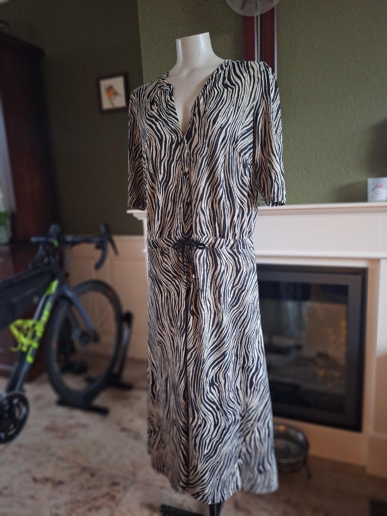 K-Design K Design zebra print jurk L, K-design, Verzenden, Zwart, Maat 42/44 (L)